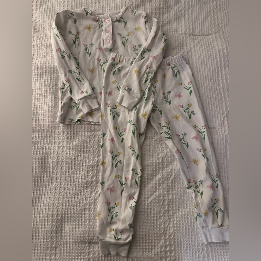 Little English Floral Kids Pajama Set - Pink, Yellow, Green